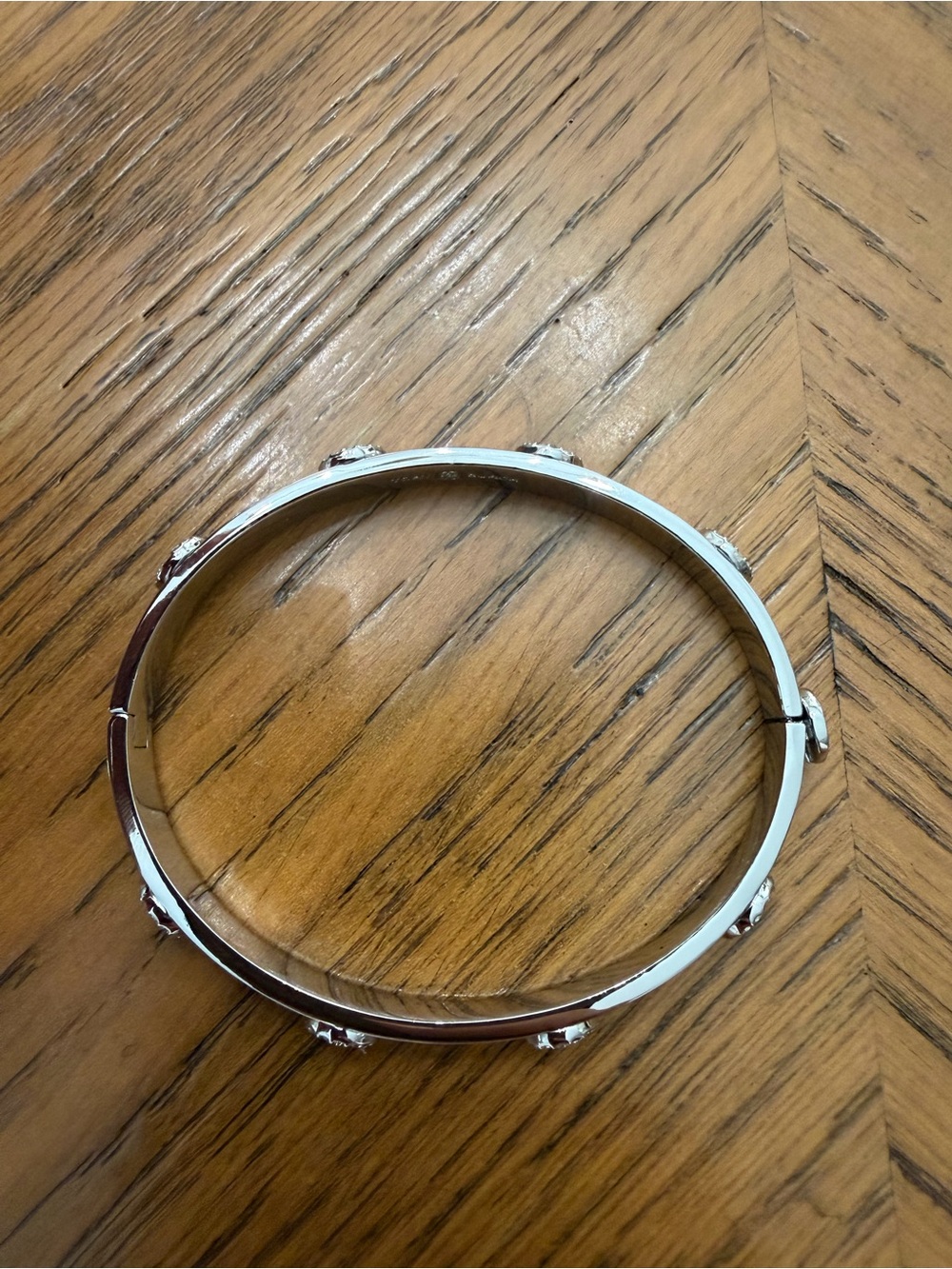 Tory Burch Silver Logo Pave Bangle Bracelet - Picture 5 of 5